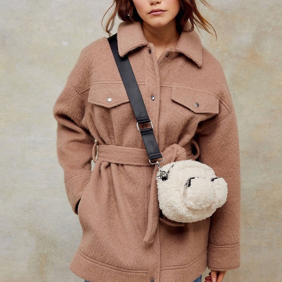 Topshop Jackets & Blazers - 🎉HP🎊Top Shop Belted Beige Shirt Jacket (Shacket)